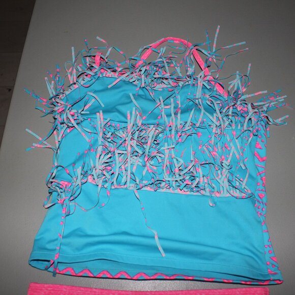 Blue & Pink 2 Pcs justice Swimsuit Size 14 - Picture 2 of 10